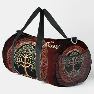 Elegant noble tree of life with celtic knot. duffle bag