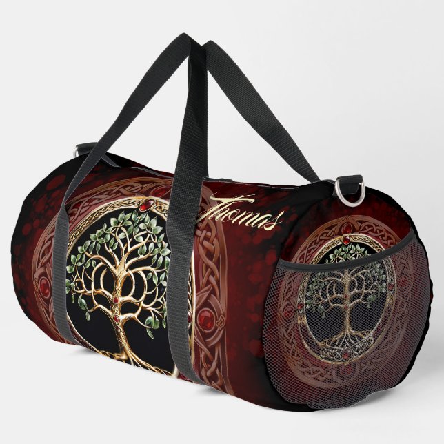 Elegant noble tree of life with celtic knot. duffle bag (Right Corner)
