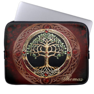 Elegant noble tree of life with celtic knot. laptop sleeve