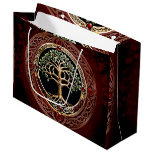 Elegant noble tree of life with celtic knot. large gift bag