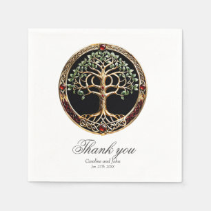 Elegant noble tree of life with celtic knot.  napkin