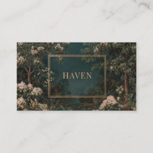 Elegant Nocturnal Garden Floral Gold Frame Business Card
