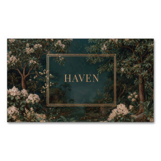 Elegant Nocturnal Garden Floral Gold Frame Magnetic Business Card