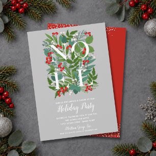 Elegant NOEL Greenery Christmas Party Invitations