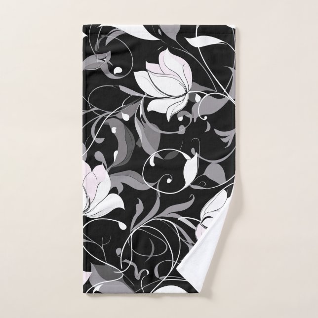 Elegant Noir Floral Swirl Hand Towel (Hand Towel)