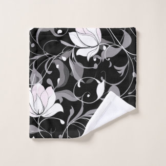 Elegant Noir Floral Swirl Wash Cloth