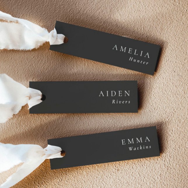 Elegant Noir Wedding Name Place Cards (Delivered untrimmed)