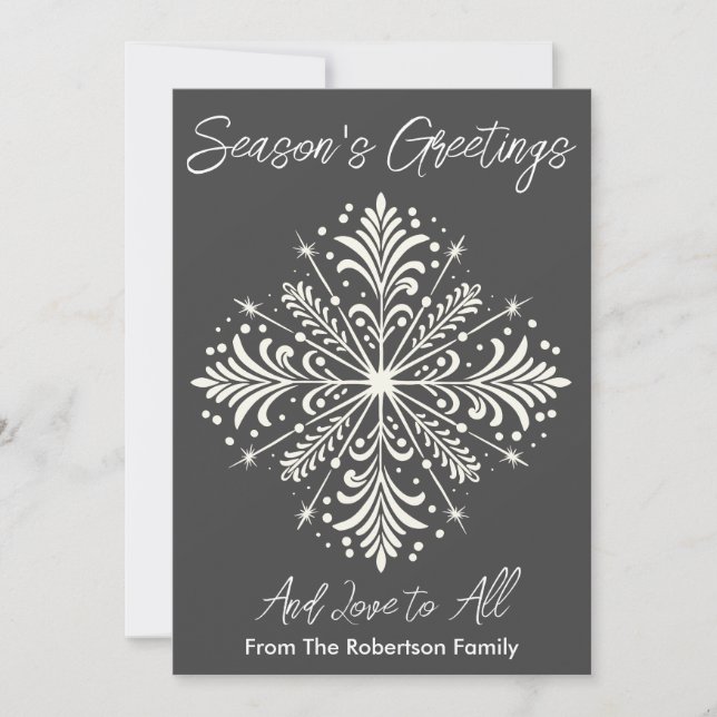 Elegant Non-Denominational Snowflake Holiday Card (Front)