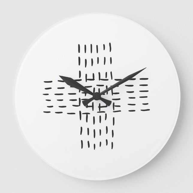 Elegant Nordic Dash Cross Black White Modern Large Clock (Front)