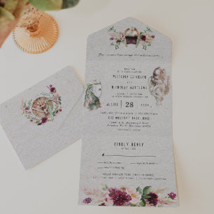 Elegant Norse Viking Scroll Wedding All In One Invitation