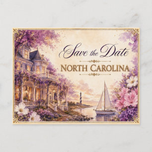 Elegant North Carolina Save the Date Wedding Postcard