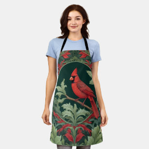 Elegant Northern Cardinal William Morris Inspired  Apron