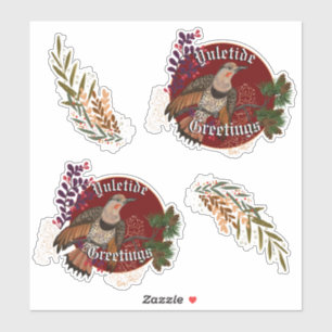 Elegant Northern Flicker Yultide Greetings Sticker