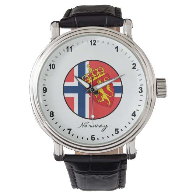 Elegant Norway Watch & Norwegian Flag (Front)
