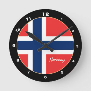 Elegant Norwegian Flag & Norway Home / design Round Clock