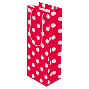 Elegant Nostalgic Christmas Red White Polka Dots Wine Gift Bag