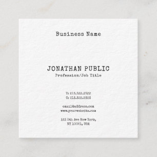 Elegant Nostalgic Classic Look Simple Chic Plain Square Business Card