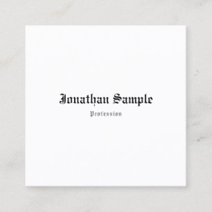 Elegant Nostalgic Classic Old English Font Plain Square Business Card