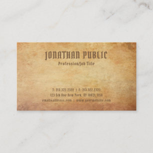 Elegant Nostalgic Old Paper Look Premium Thick Business Card