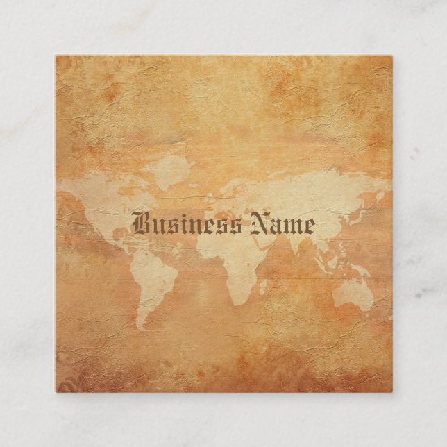 Elegant Nostalgic Old Paper Look Premium Thick Square Business Card (Front)