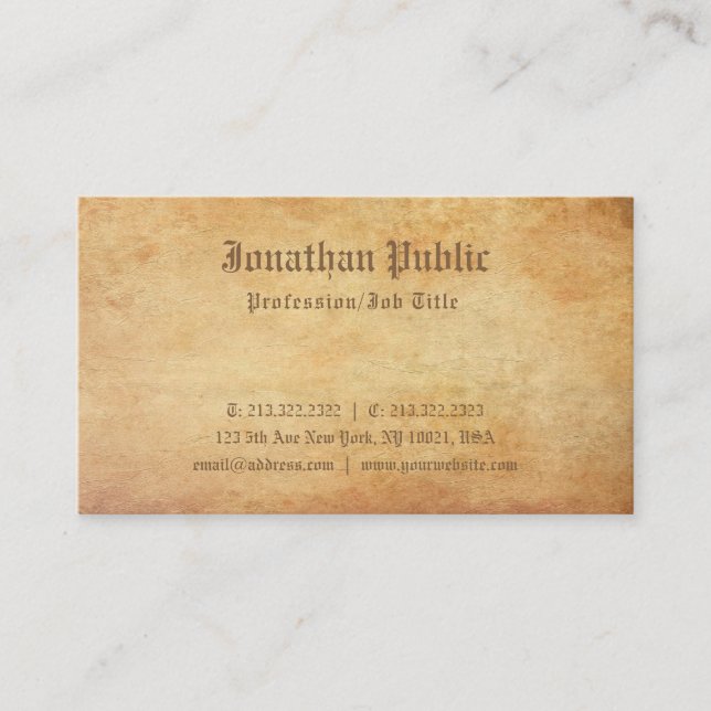 Elegant Nostalgic Old Paper Look Professional Luxe Business Card (Front)