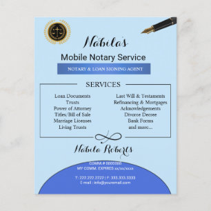 Elegant Notary Loan Signing Agent sky Blue  Flyer