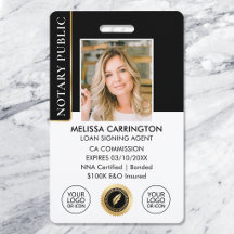 Elegant Notary Public ID Photo Black Gold