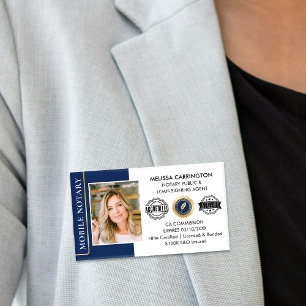 Elegant Notary Public Loan Signing Agent Navy Name Tag