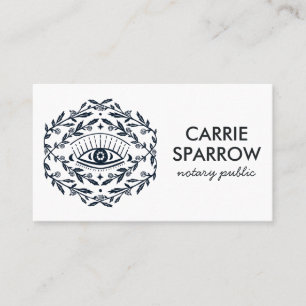 Elegant Notary Public Mystical Eye Rose Vines Chic Business Card