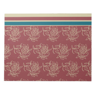 Elegant Notepad or Jotter, Maroon, Blue Floral