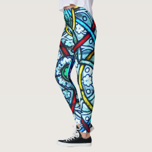 Elegant Notre Dame Paris Stained Glass Pattern Leggings