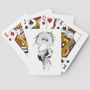 Elegant Nouveau Art Deco Vintage Woman Drawing Playing Cards