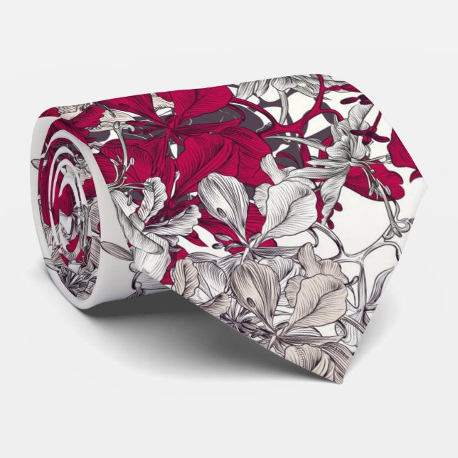 Elegant Nouveau Art vintage floral painting Tie (Rolled)