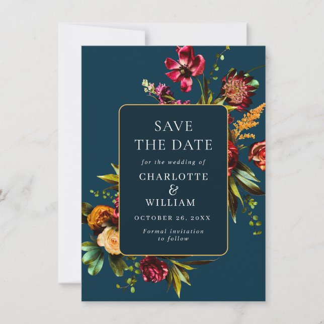 Elegant Nouveau Garden Flowers Wedding Save The Date (Front)