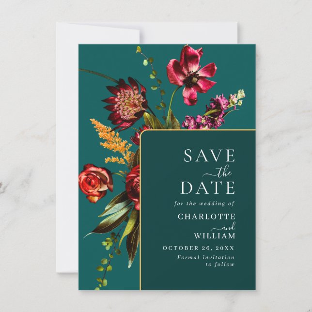 Elegant Nouveau Garden Flowers Wedding Save The Date (Front)