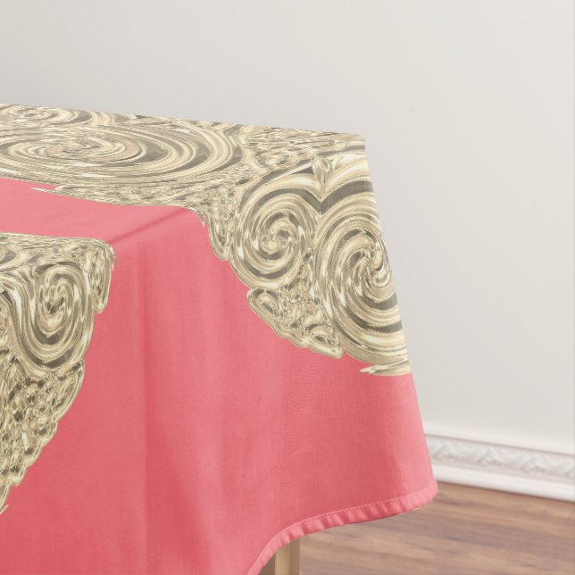 Elegant nouveau gold coral pink metallic modern tablecloth (In Situ)