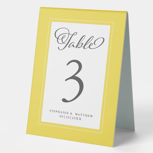 Elegant Number Wedding Reception Yellow Chic (Front)