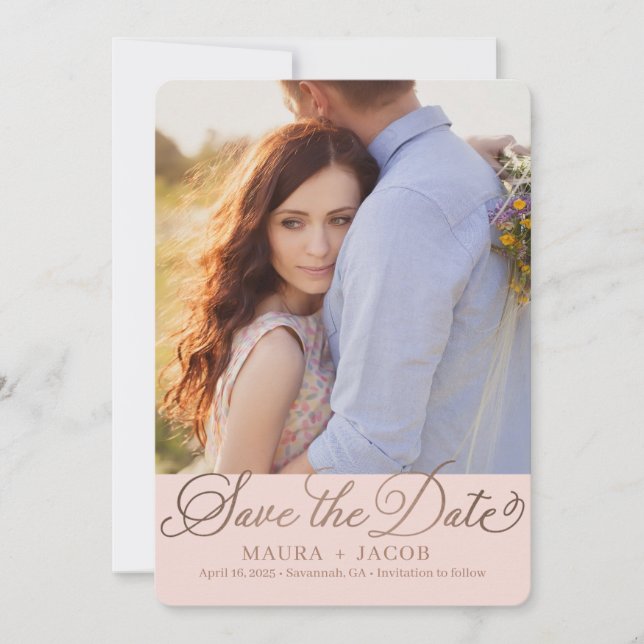Elegant Nuptial Save The Date Card (Front)