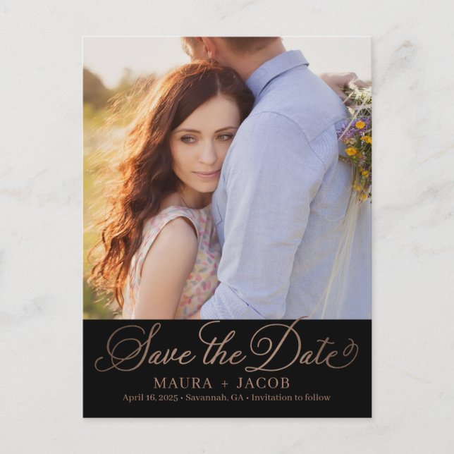 Elegant Nuptial Save The Date Postcard (Front)