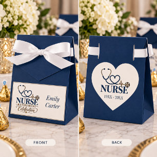 Elegant Nurse Retirement Party Favours Navy Silver Favour Box