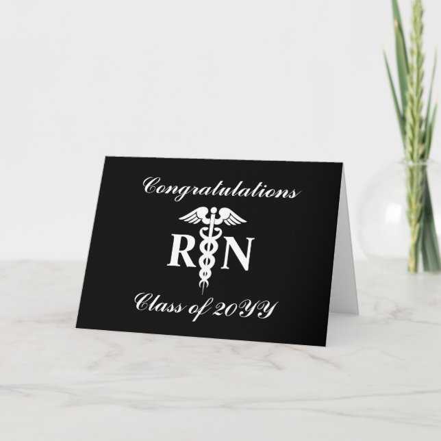 Elegant Nurse RN Graduation Congratulations Card (Front)