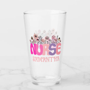 Elegant "Nurse" Typography with Vibrant Floral Glass