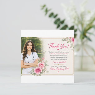 Elegant Nursing Graduation Thank You Card with Pho