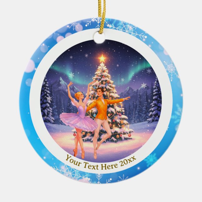 Elegant Nutcracker Ballet Christmas Ballerina Gift Ceramic Tree Decoration (Front)