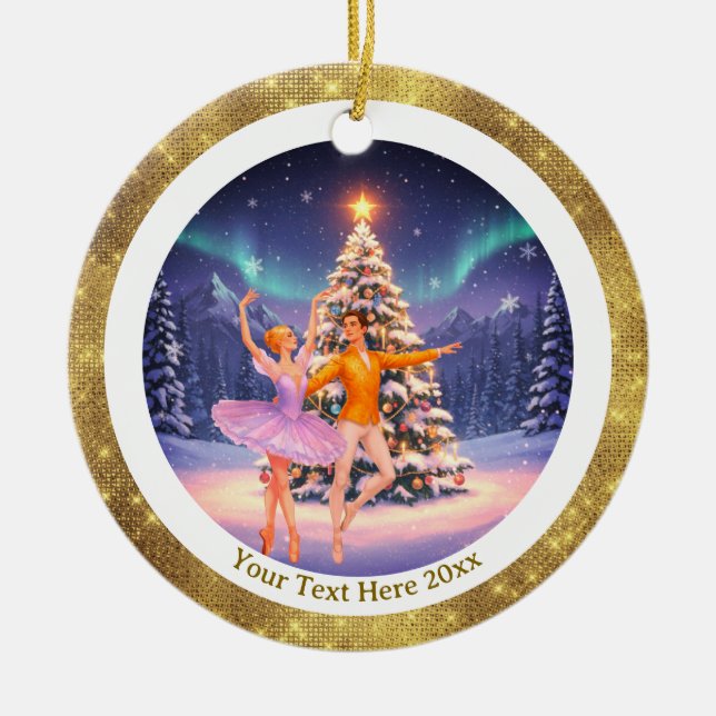 Elegant Nutcracker Ballet Christmas Ballerina Gift Ceramic Tree Decoration (Front)