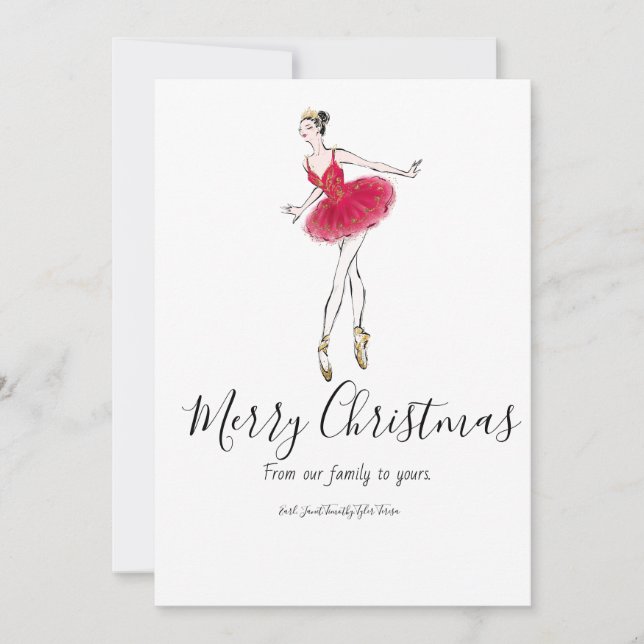 Elegant Nutcracker Ballet Dancer Holiday Card (Front)