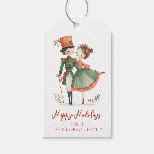 Elegant Nutcracker Christmas Gift Tags (Front)