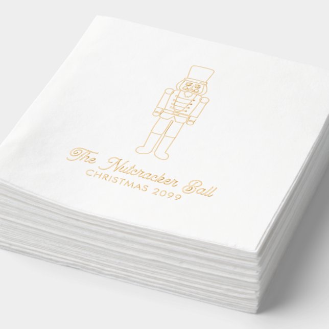 Elegant Nutcracker Christmas Gold Foil Napkins (Detail)