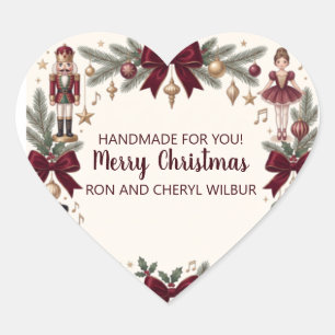 Elegant Nutcracker Christmas Holiday Party Heart Sticker