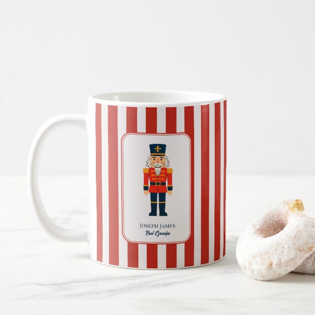 Elegant Nutcracker on The Red Stripes Coffee Mug (With Donut)